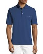 Button-down Knit Polo Shirt, Dark Blue