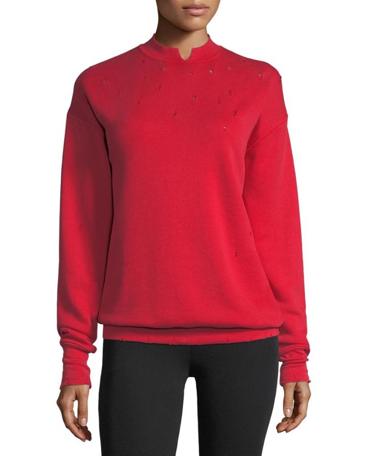 Distressed Garment-dyed Split-neck Cotton