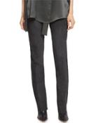 Seamed Suede Straight-leg Pants, Graphite