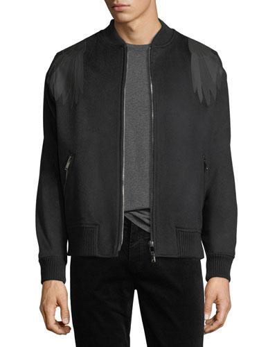 Eagle Print Zip-up Bomber Jacket