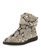 Men's Future Python-embossed Leather High-top Sneakers, Natural