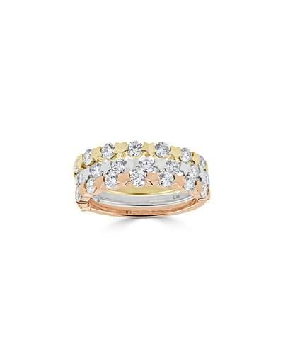 14k Tricolor Gold Star & Diamond Ring,