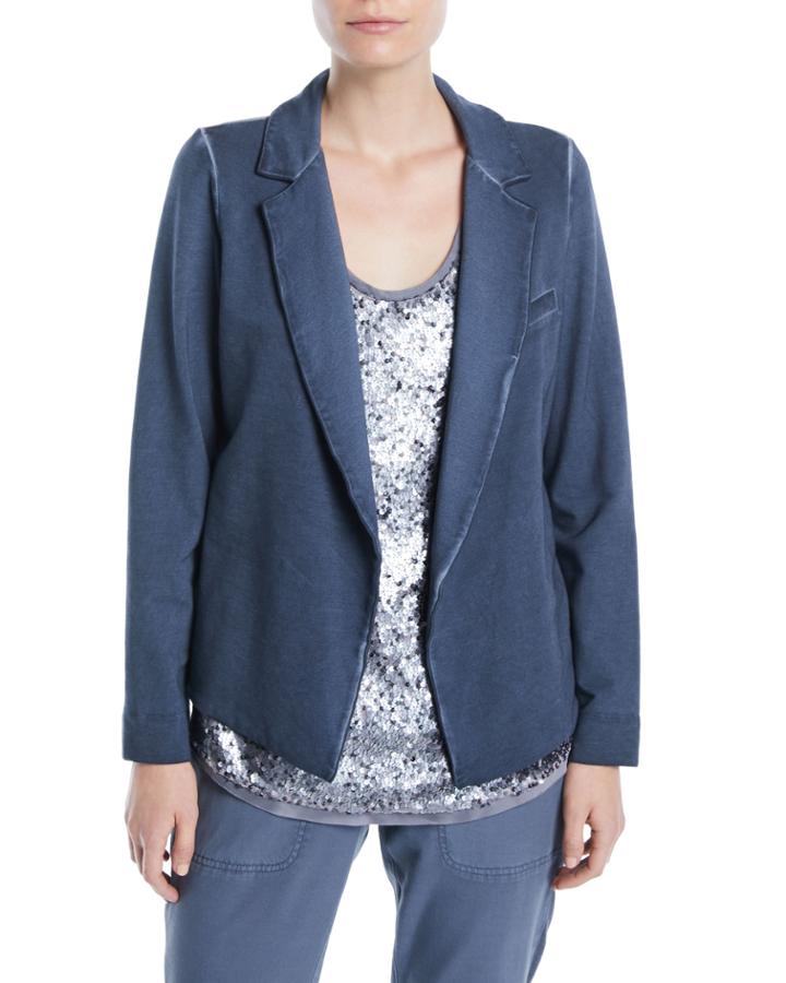 Plus Size Terry Open-front Garment-dye Blazer