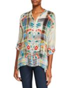 Patch Printed Button-front Blouse