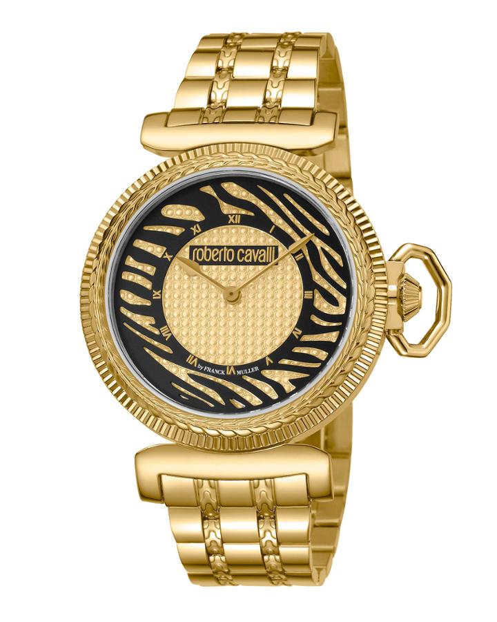 38mm Zebra Bracelet Watch, Black/gold