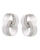 18k White Gold Diamond Interlock Earrings