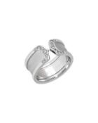 Logo De Cartier 18k White Gold Diamond Double-c Ring,