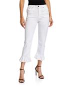 Zoe Ruffled-hem High-rise Kick-flare Ankle Jeans
