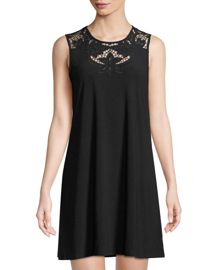 Knit Dress With Eyelet Yoke
