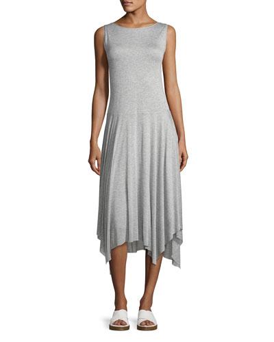 Handkerchief-hem Jersey Dress, Gray