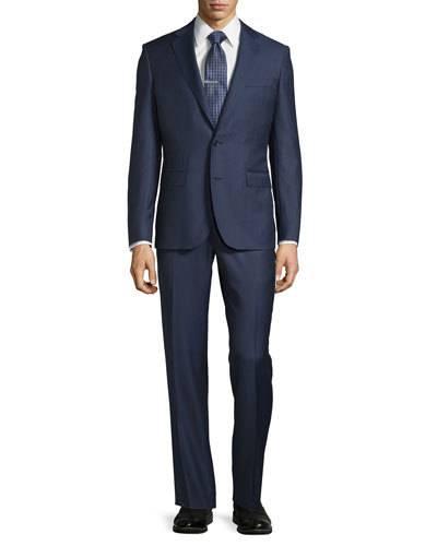 Modern-fit Two-piece Suit, Navy Plaid