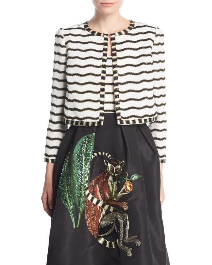 Round-neck Open-front Beaded