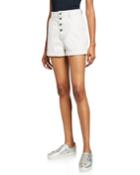Dash High-rise Leather Button-front