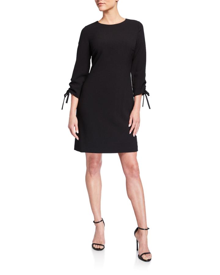 Crepe 3/4-tie-sleeve Dress