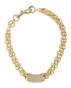 Chunky Crystal Id Collar Necklace, Gold
