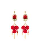 Red Rose Pompom Earrings