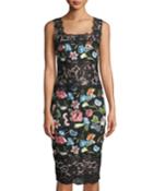 Embroidered-lace Midi Cocktail Dress