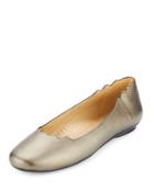 Seva Scalloped Leather Flat, Pewter