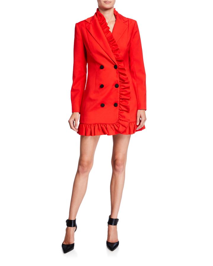 You Or Me Double-breasted Mini Ruffle Dress