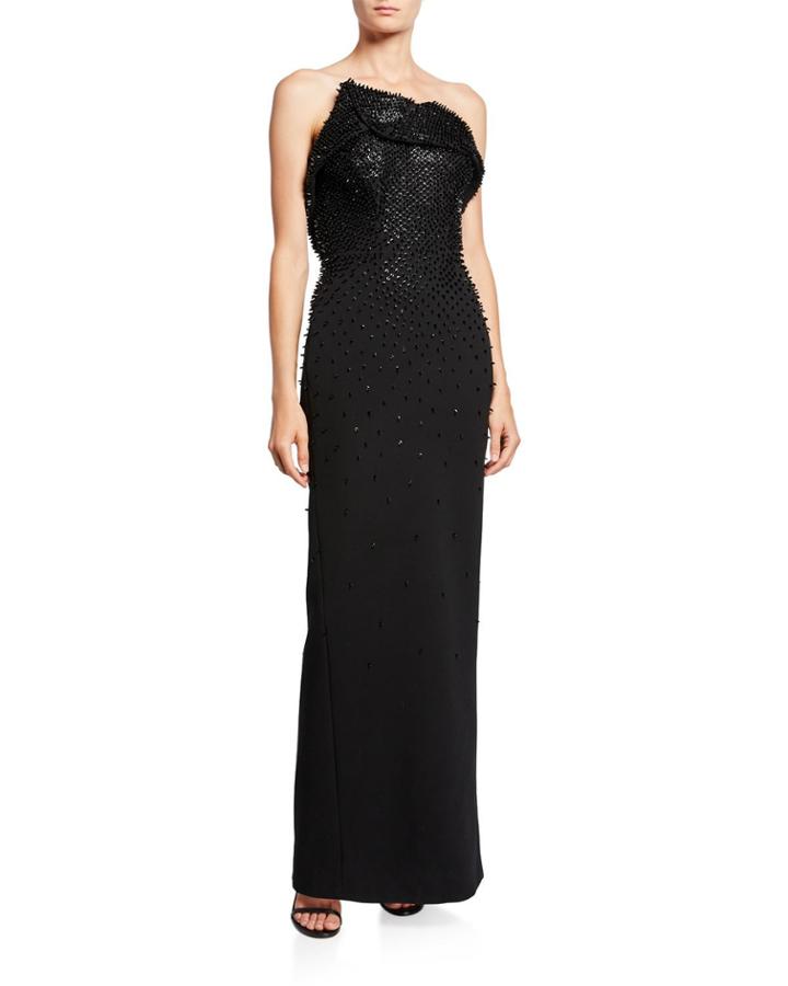 Strapless Beaded Column Gown