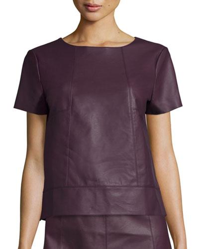 Faux-leather Short-sleeve Top, Fig