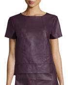 Faux-leather Short-sleeve Top, Fig