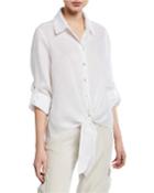 Linen Tie-front Top