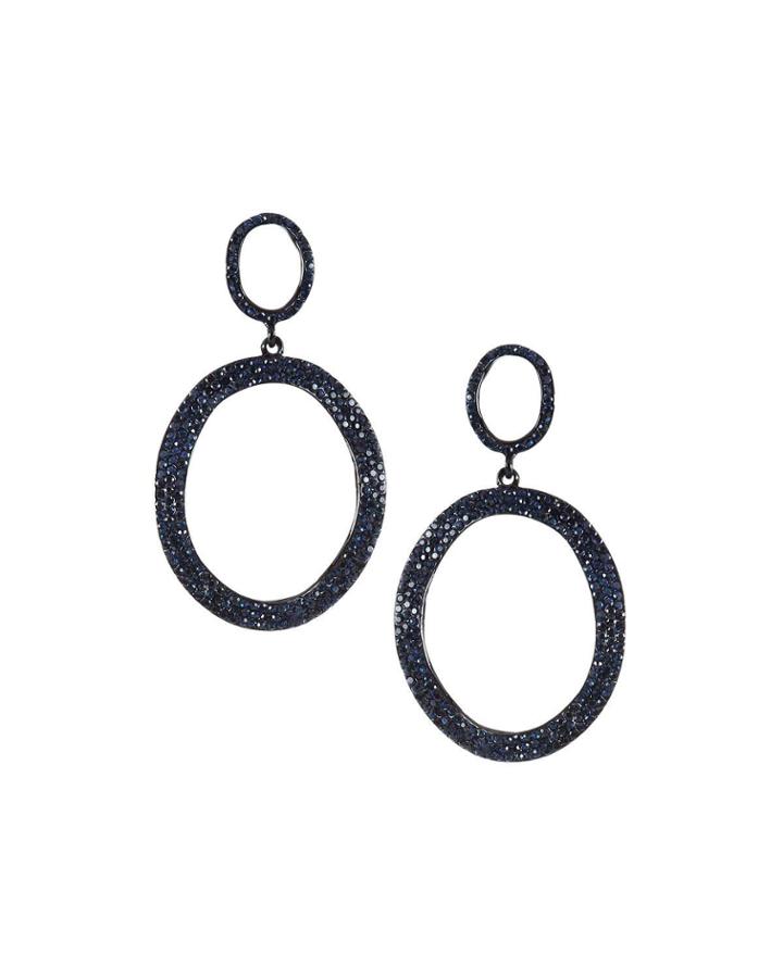 Rhinestone Oval-drop Earrings
