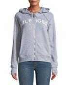Raglan-sleeve Front-zip Fleece Hoodie