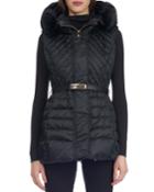 Hooded Quilted Puffer Apres-ski Vest With