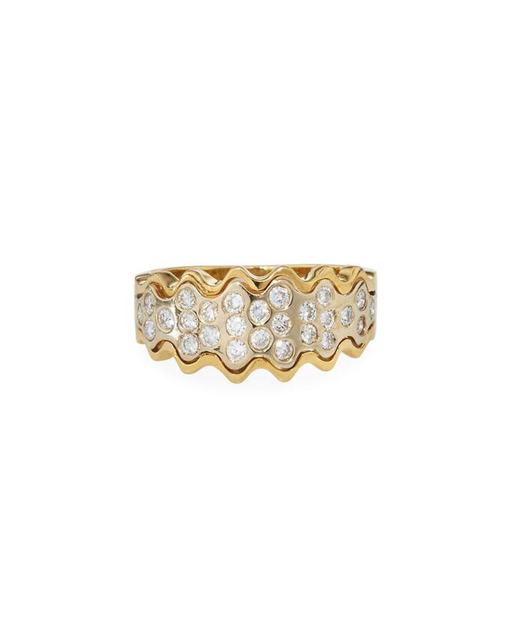 14k Gold Wavy Diamond Ring