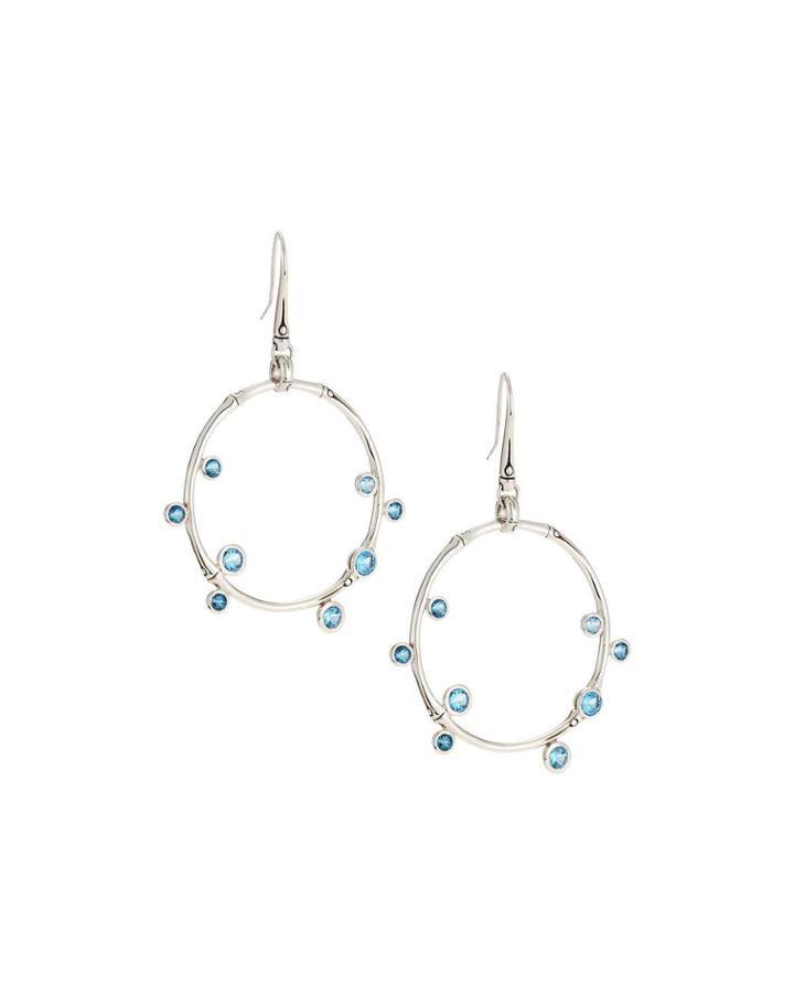 Bamboo Blue Topaz Hoop Earrings