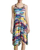 Twist-neck Printed Dress,