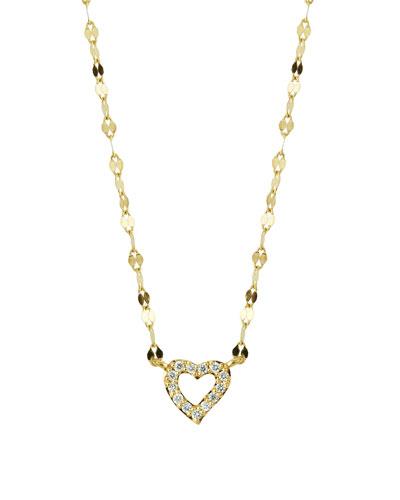 14k Pave Diamond Mini Heart Charm Necklace