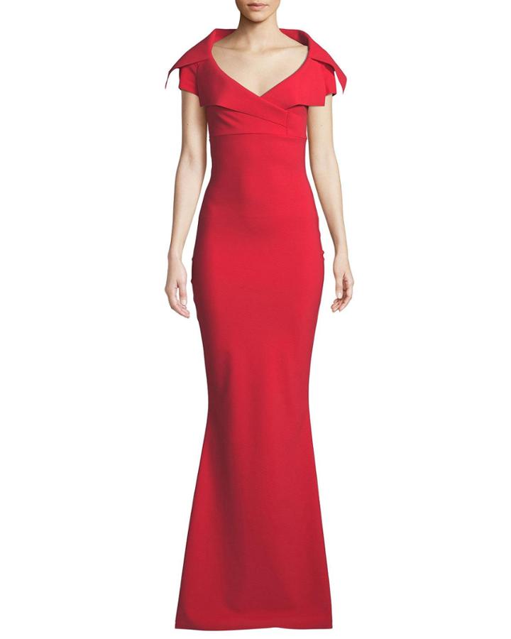 Aurellina Collared Cap-sleeve Gown