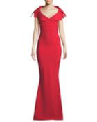 Aurellina Collared Cap-sleeve Gown