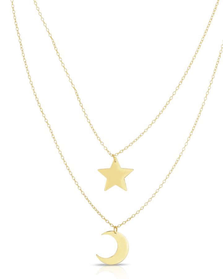Star & Crescent Moon 2-pendant Necklace