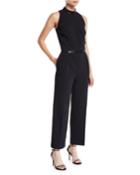 Sleeveless Stretch Viscose Cady Capri Jumpsuit