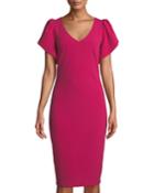 V-neck Ruffle-sleeve Cocktail