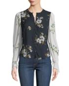 Abboid Floral Silk Long-sleeve Top