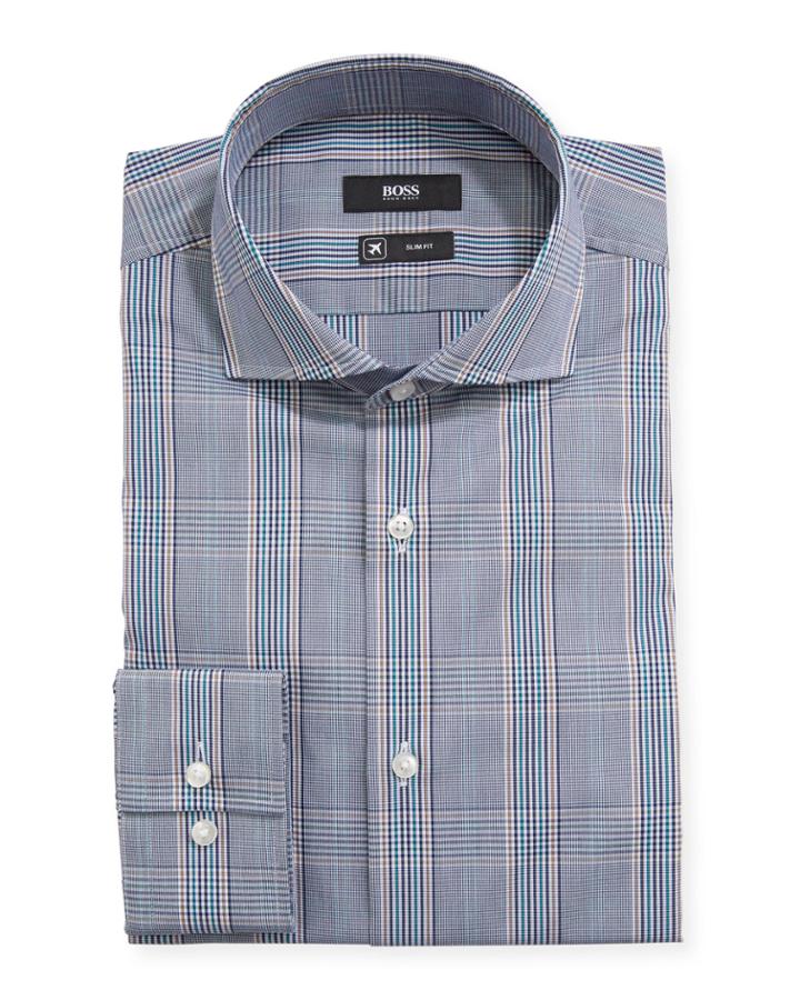 Men's Slim-fit Plaid Dress