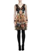 Tiered-hem Printed Baby Doll Dress,