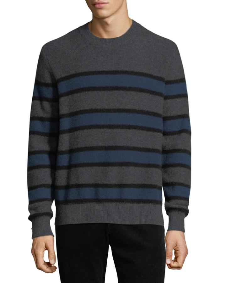 Men's Crewneck Striped Cashmere
