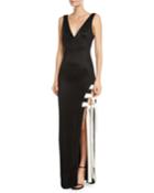 Sleeveless Lace-up High-slit Jersey Gown