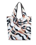 Tiger-print Leather Shopper Tote Bag