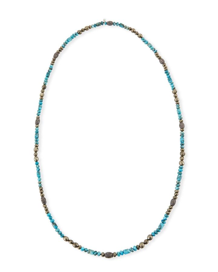 Eleanor Long Turquoise & Pyrite Necklace