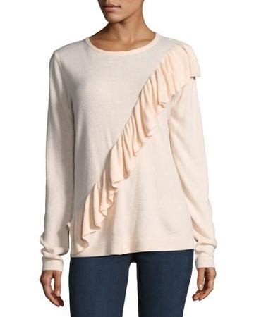 Cascade-ruffle Crewneck