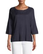 3/4-sleeve Side-button Oversized Tunic