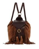Clara Suede Fringe Backpack, Brown