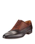 Madrid Woven Leather Oxford, Brown
